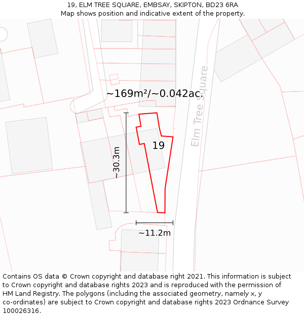 19, ELM TREE SQUARE, EMBSAY, SKIPTON, BD23 6RA: Plot and title map