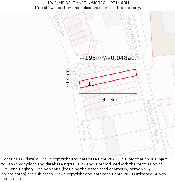 19, ELMSIDE, EMNETH, WISBECH, PE14 8BH: Plot and title map