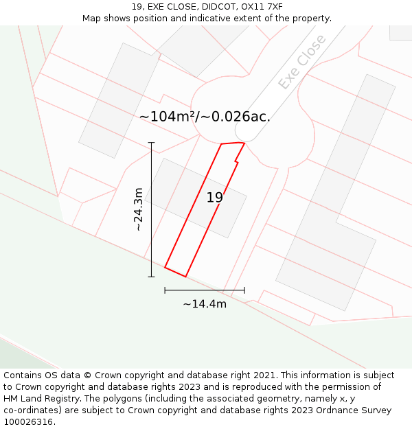 19, EXE CLOSE, DIDCOT, OX11 7XF: Plot and title map