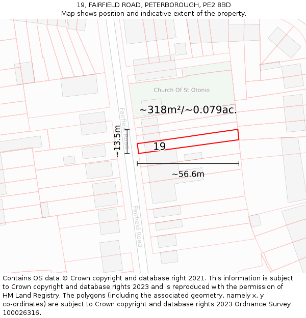 19, FAIRFIELD ROAD, PETERBOROUGH, PE2 8BD: Plot and title map