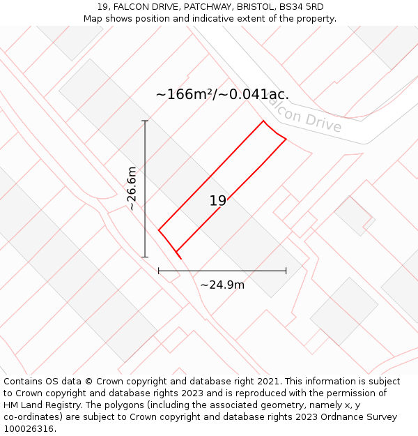 19, FALCON DRIVE, PATCHWAY, BRISTOL, BS34 5RD: Plot and title map