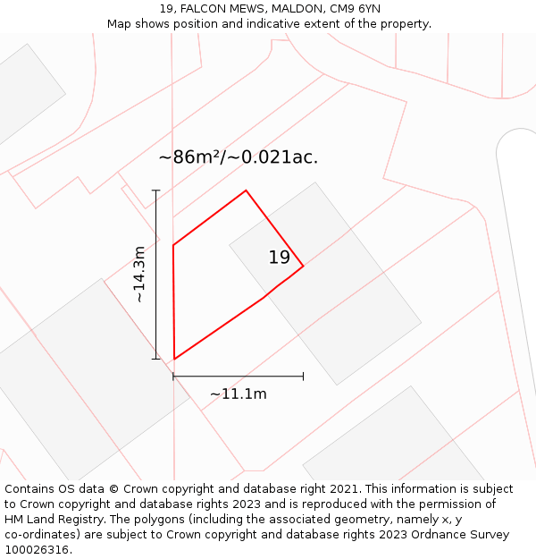 19, FALCON MEWS, MALDON, CM9 6YN: Plot and title map