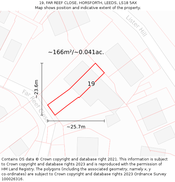 19, FAR REEF CLOSE, HORSFORTH, LEEDS, LS18 5AX: Plot and title map