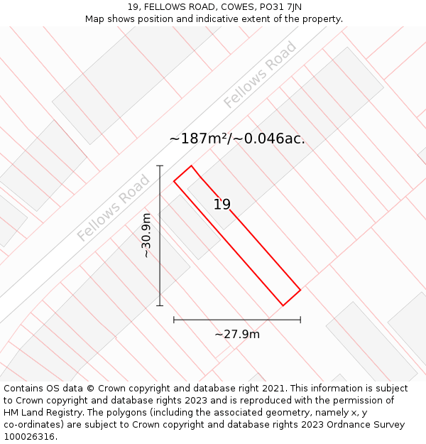 19, FELLOWS ROAD, COWES, PO31 7JN: Plot and title map