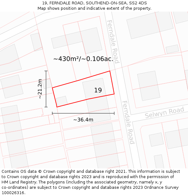 19, FERNDALE ROAD, SOUTHEND-ON-SEA, SS2 4DS: Plot and title map