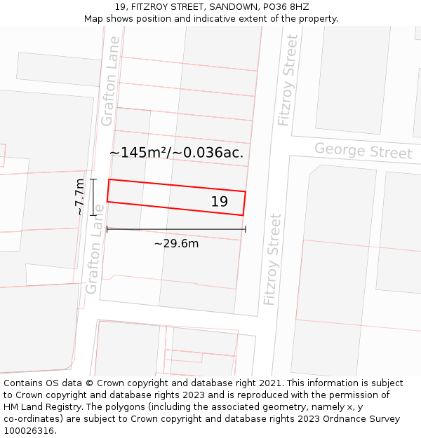 19, FITZROY STREET, SANDOWN, PO36 8HZ: Plot and title map