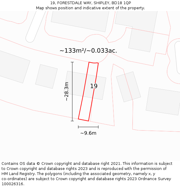 19, FORESTDALE WAY, SHIPLEY, BD18 1QP: Plot and title map