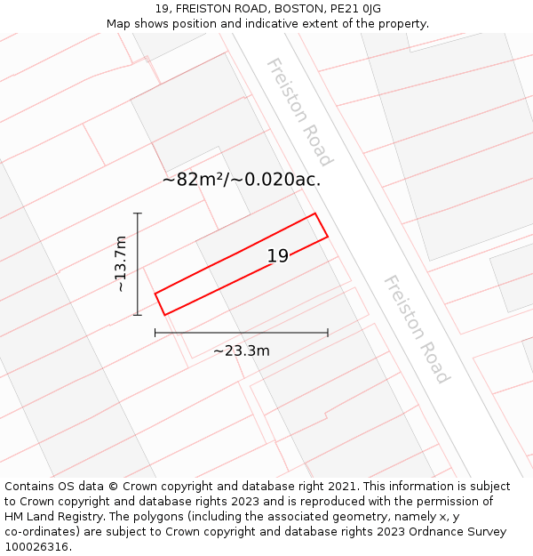 19, FREISTON ROAD, BOSTON, PE21 0JG: Plot and title map