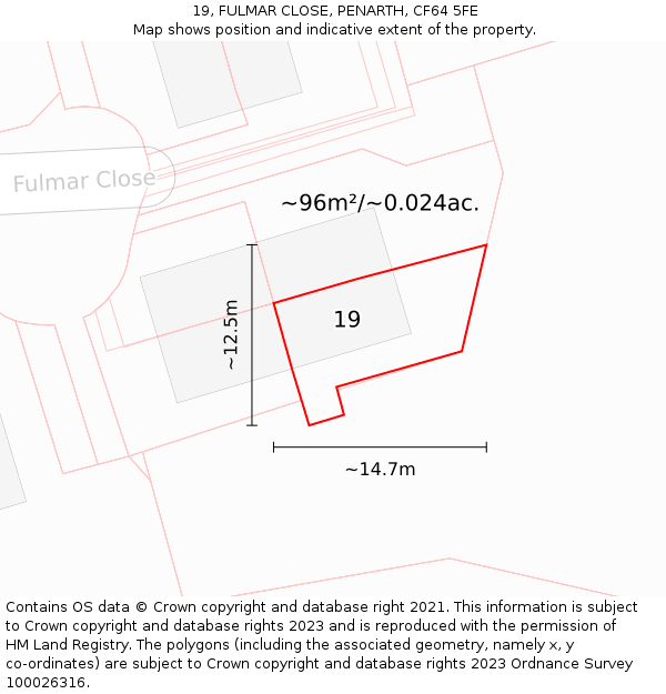 19, FULMAR CLOSE, PENARTH, CF64 5FE: Plot and title map