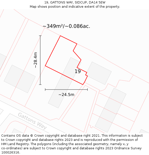 19, GATTONS WAY, SIDCUP, DA14 5EW: Plot and title map