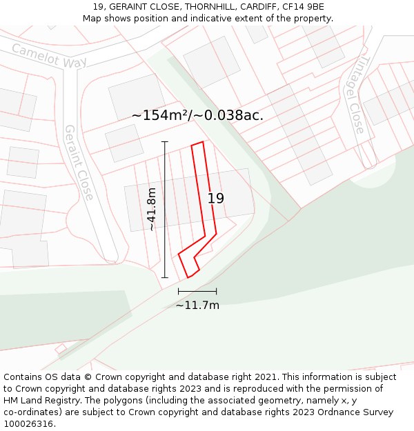 19, GERAINT CLOSE, THORNHILL, CARDIFF, CF14 9BE: Plot and title map