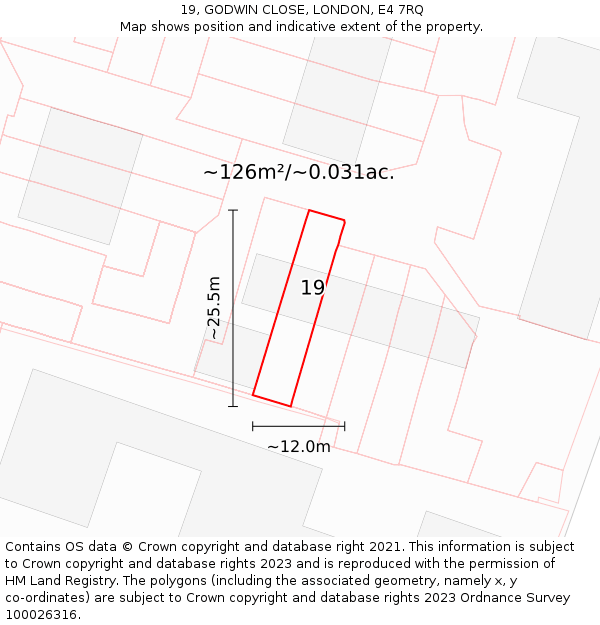 19, GODWIN CLOSE, LONDON, E4 7RQ: Plot and title map