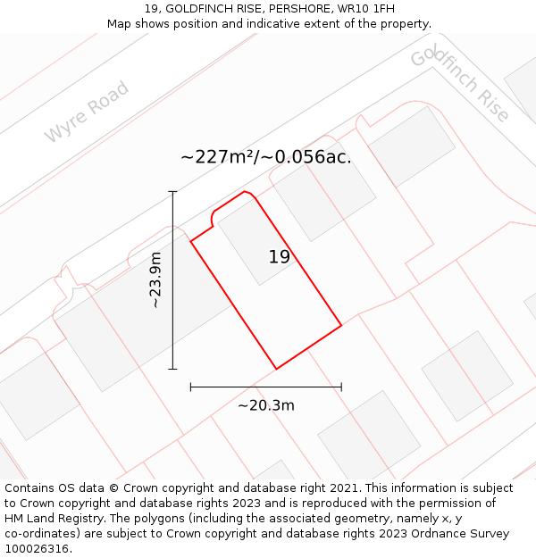 19, GOLDFINCH RISE, PERSHORE, WR10 1FH: Plot and title map