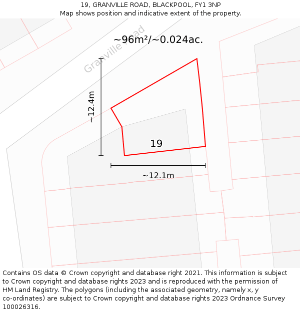 19, GRANVILLE ROAD, BLACKPOOL, FY1 3NP: Plot and title map