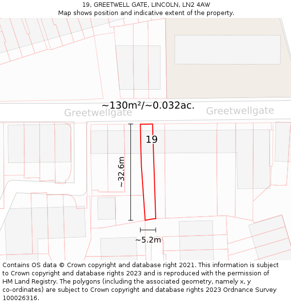 19, GREETWELL GATE, LINCOLN, LN2 4AW: Plot and title map