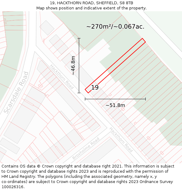 19, HACKTHORN ROAD, SHEFFIELD, S8 8TB: Plot and title map