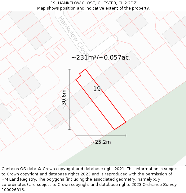 19, HANKELOW CLOSE, CHESTER, CH2 2DZ: Plot and title map