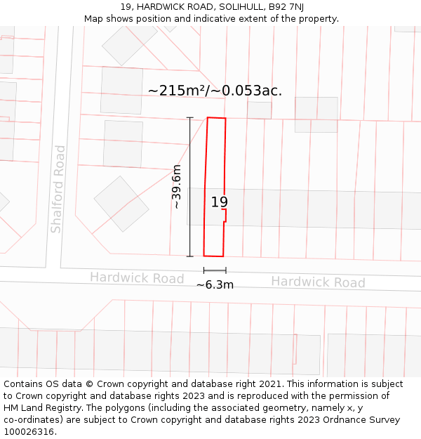 19, HARDWICK ROAD, SOLIHULL, B92 7NJ: Plot and title map