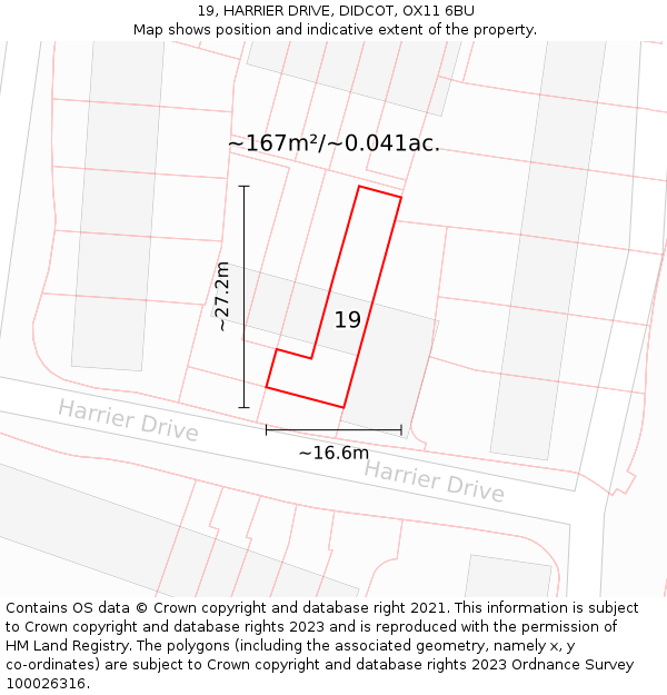 19, HARRIER DRIVE, DIDCOT, OX11 6BU: Plot and title map