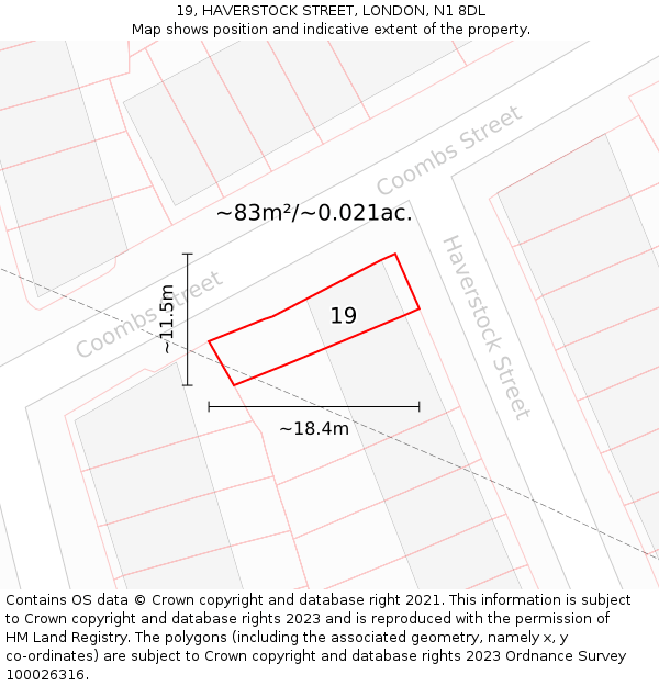 19, HAVERSTOCK STREET, LONDON, N1 8DL: Plot and title map