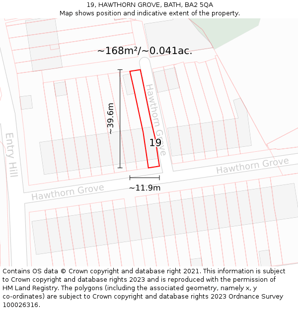 19, HAWTHORN GROVE, BATH, BA2 5QA: Plot and title map