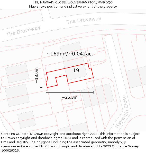 19, HAYWAIN CLOSE, WOLVERHAMPTON, WV9 5QQ: Plot and title map