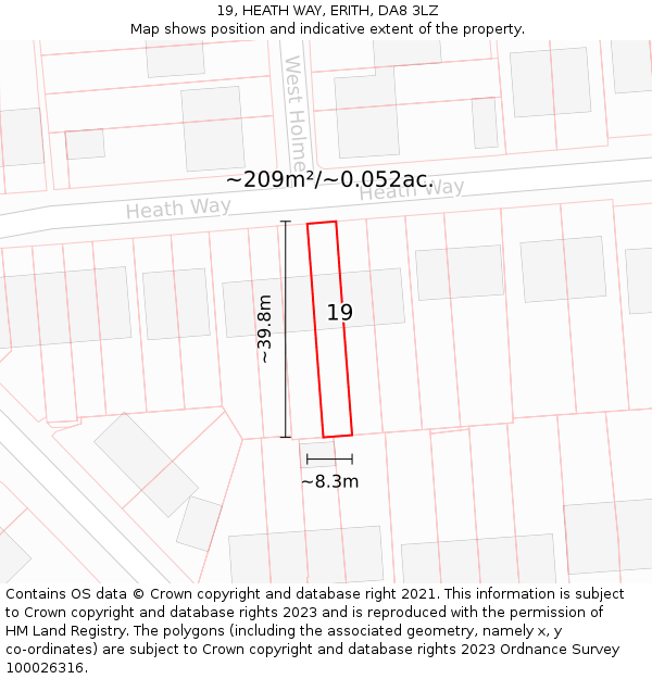 19, HEATH WAY, ERITH, DA8 3LZ: Plot and title map