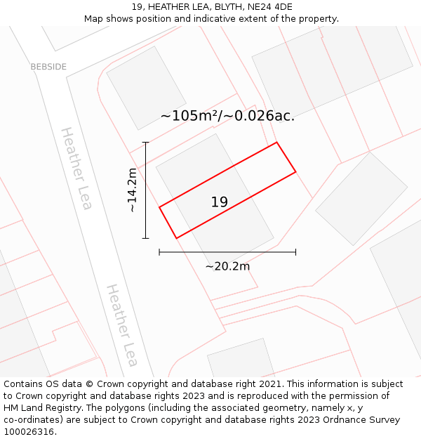 19, HEATHER LEA, BLYTH, NE24 4DE: Plot and title map