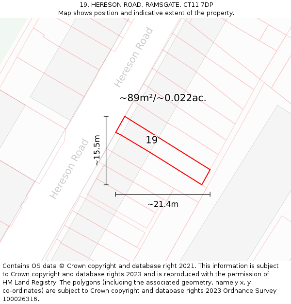 19, HERESON ROAD, RAMSGATE, CT11 7DP: Plot and title map