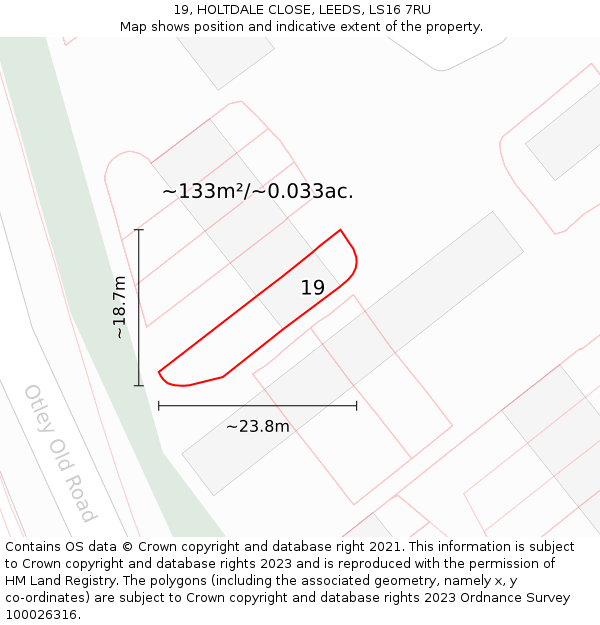 19, HOLTDALE CLOSE, LEEDS, LS16 7RU: Plot and title map