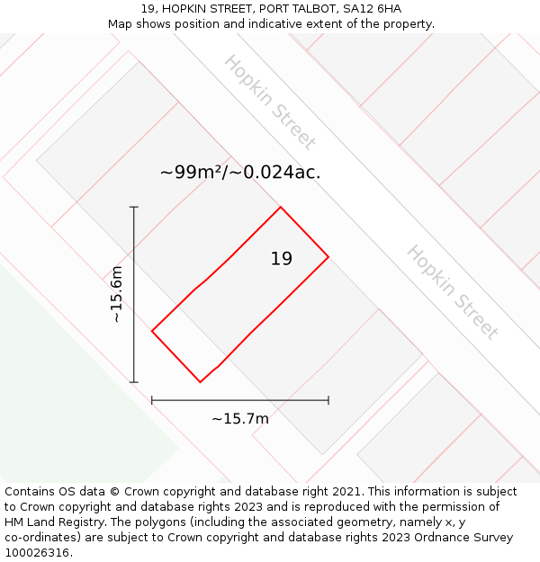 19, HOPKIN STREET, PORT TALBOT, SA12 6HA: Plot and title map