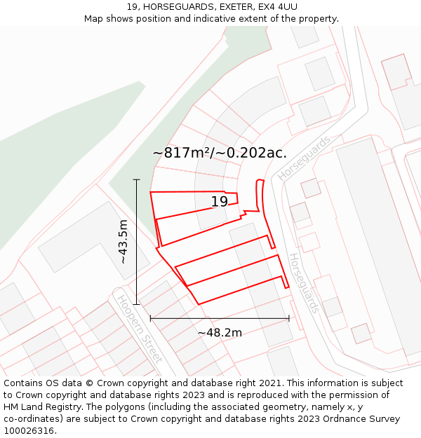 19, HORSEGUARDS, EXETER, EX4 4UU: Plot and title map
