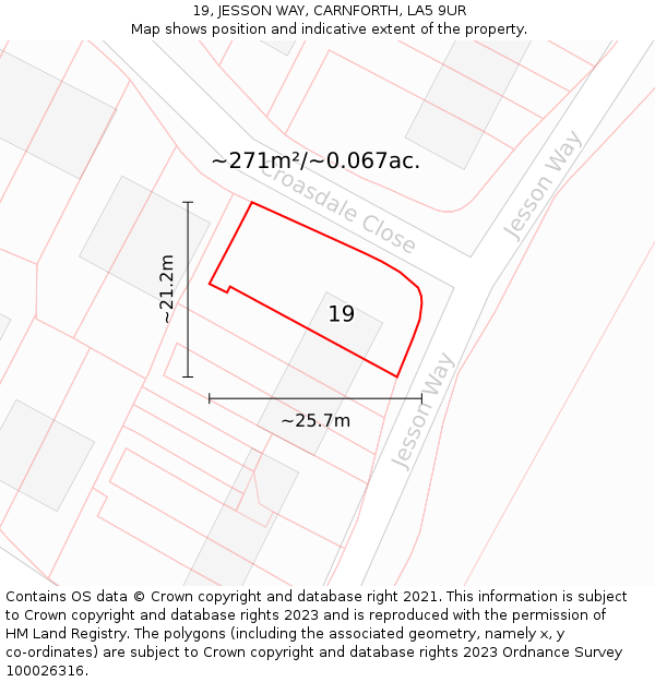 19, JESSON WAY, CARNFORTH, LA5 9UR: Plot and title map