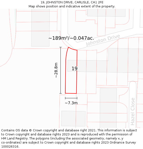 19, JOHNSTON DRIVE, CARLISLE, CA1 2FE: Plot and title map