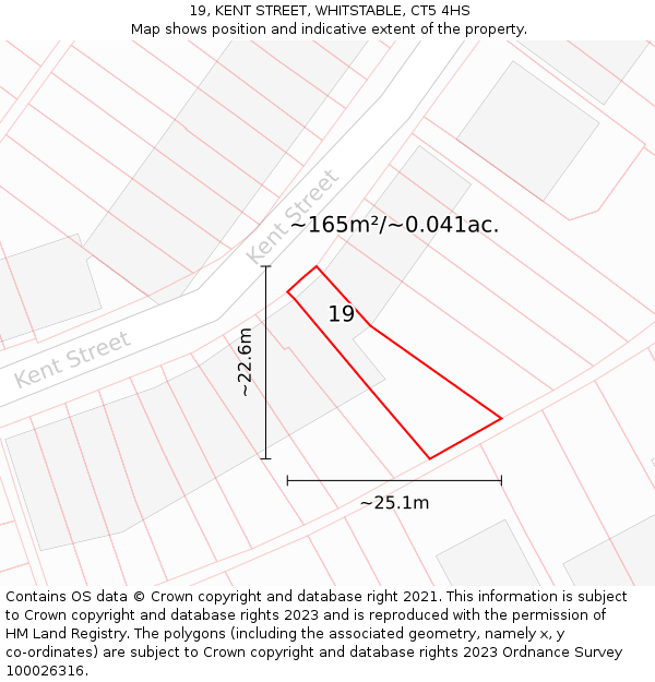 19, KENT STREET, WHITSTABLE, CT5 4HS: Plot and title map