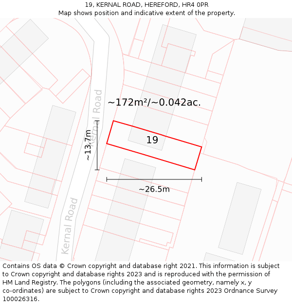 19, KERNAL ROAD, HEREFORD, HR4 0PR: Plot and title map