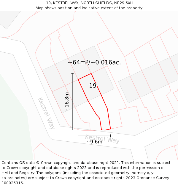 19, KESTREL WAY, NORTH SHIELDS, NE29 6XH: Plot and title map
