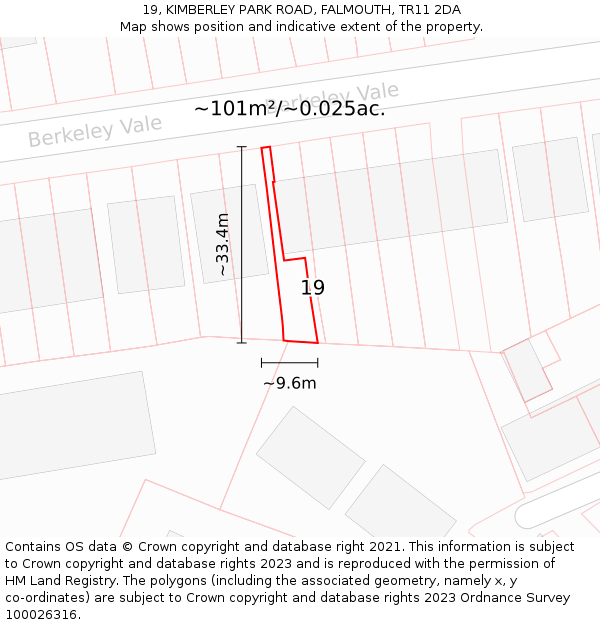 19, KIMBERLEY PARK ROAD, FALMOUTH, TR11 2DA: Plot and title map