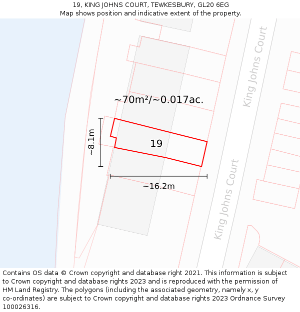 19, KING JOHNS COURT, TEWKESBURY, GL20 6EG: Plot and title map