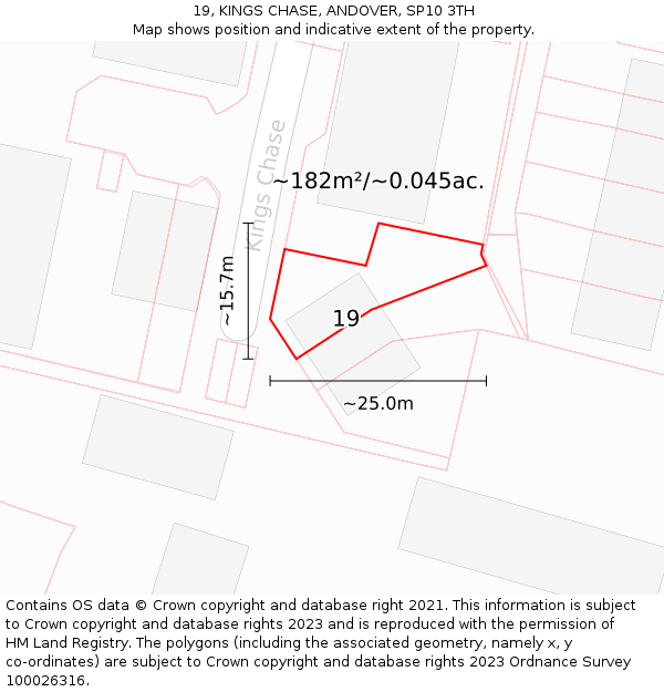 19, KINGS CHASE, ANDOVER, SP10 3TH: Plot and title map