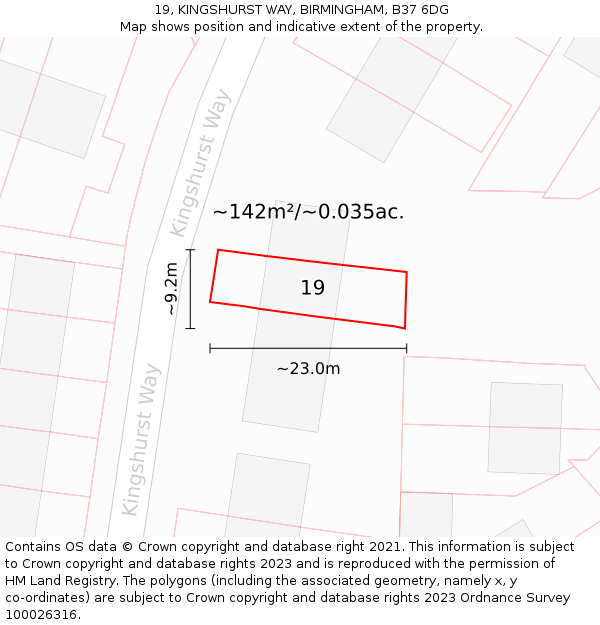 19, KINGSHURST WAY, BIRMINGHAM, B37 6DG: Plot and title map