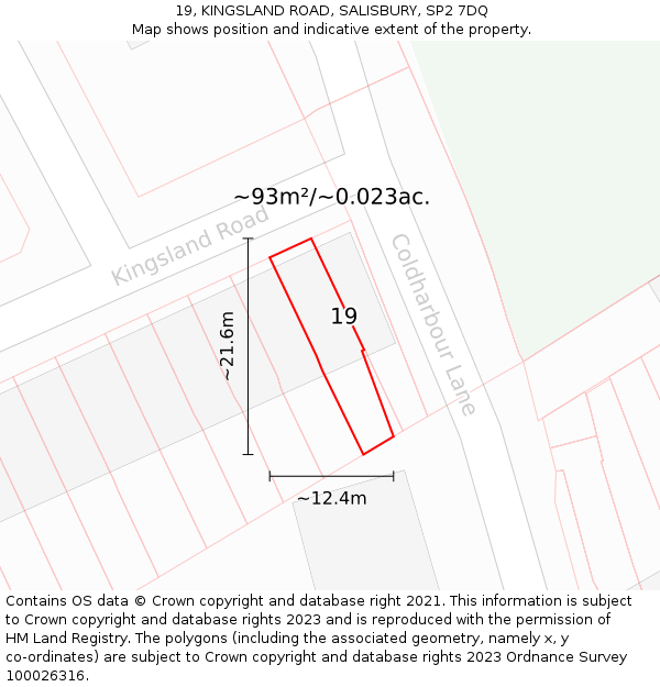 19, KINGSLAND ROAD, SALISBURY, SP2 7DQ: Plot and title map