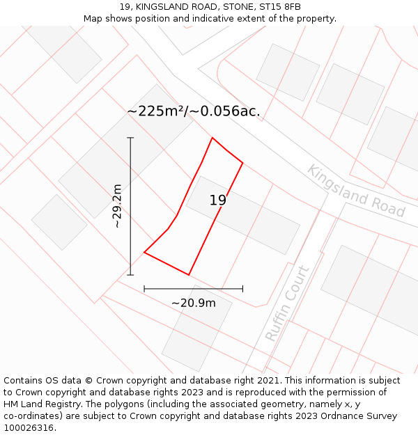 19, KINGSLAND ROAD, STONE, ST15 8FB: Plot and title map