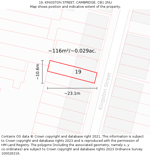 19, KINGSTON STREET, CAMBRIDGE, CB1 2NU: Plot and title map