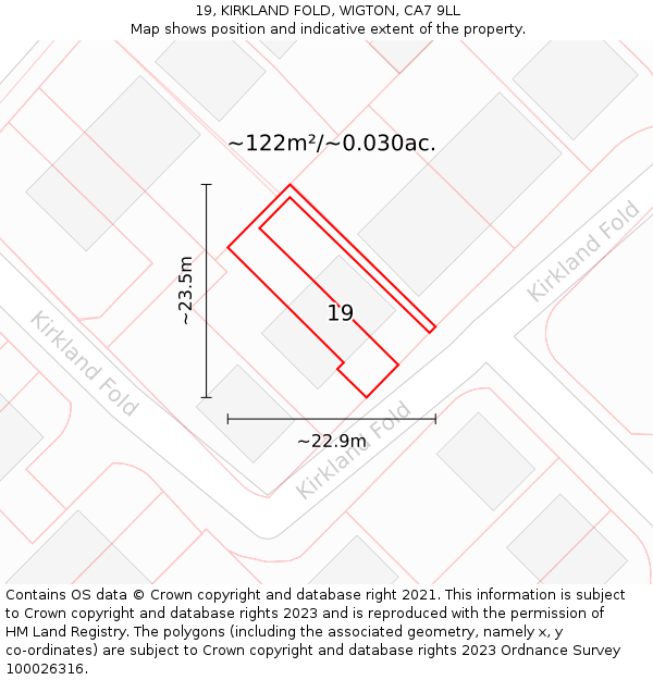 19, KIRKLAND FOLD, WIGTON, CA7 9LL: Plot and title map