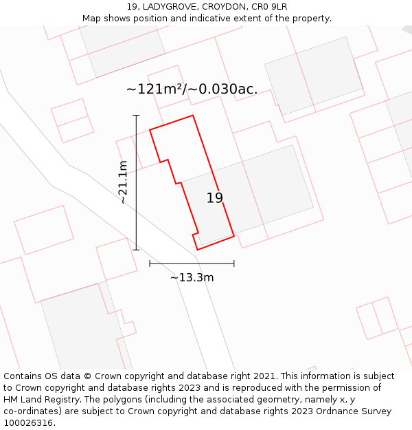 19, LADYGROVE, CROYDON, CR0 9LR: Plot and title map
