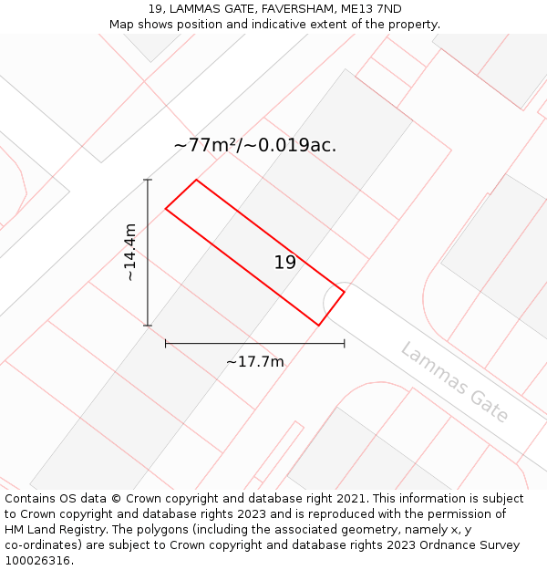 19, LAMMAS GATE, FAVERSHAM, ME13 7ND: Plot and title map