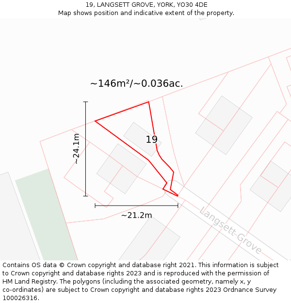 19, LANGSETT GROVE, YORK, YO30 4DE: Plot and title map