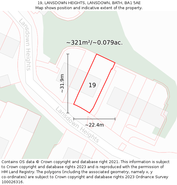 19, LANSDOWN HEIGHTS, LANSDOWN, BATH, BA1 5AE: Plot and title map