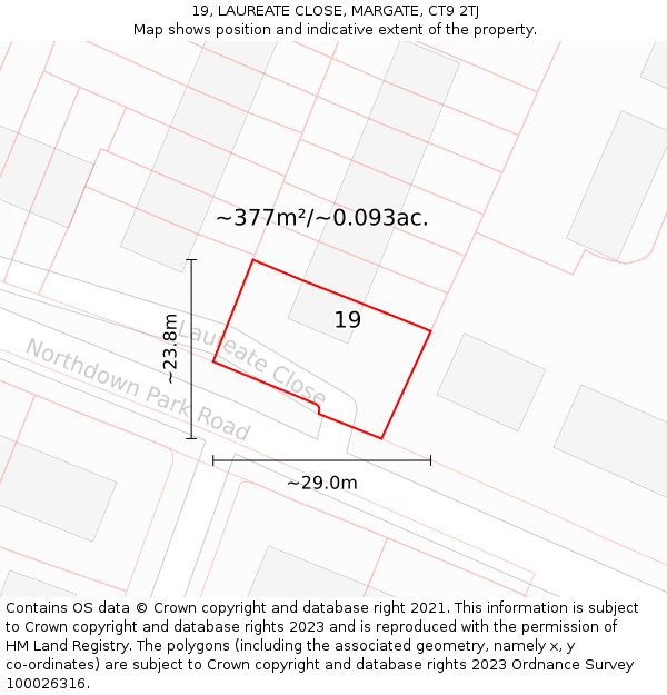 19, LAUREATE CLOSE, MARGATE, CT9 2TJ: Plot and title map